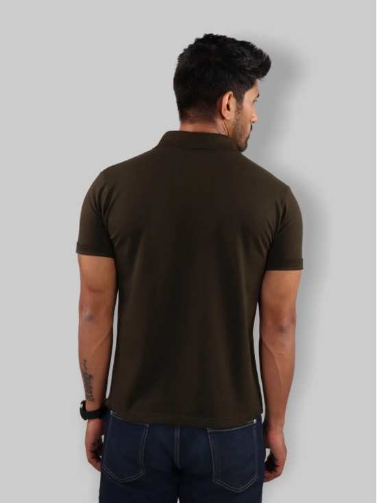 Men Olive Green Polo Neck T-Shirt-XL / Olive Green