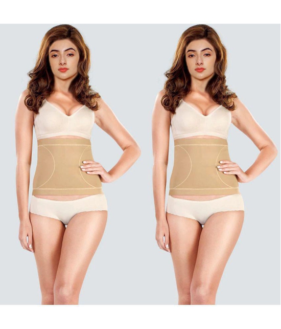 SELETA - Beige women shapewear Cotton Womens Waist Cincher ( Pack of 2 ) - None