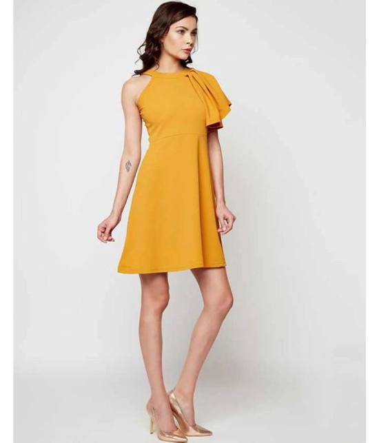 Addyvero Cotton Lycra Yellow Regular Dress - Single - L