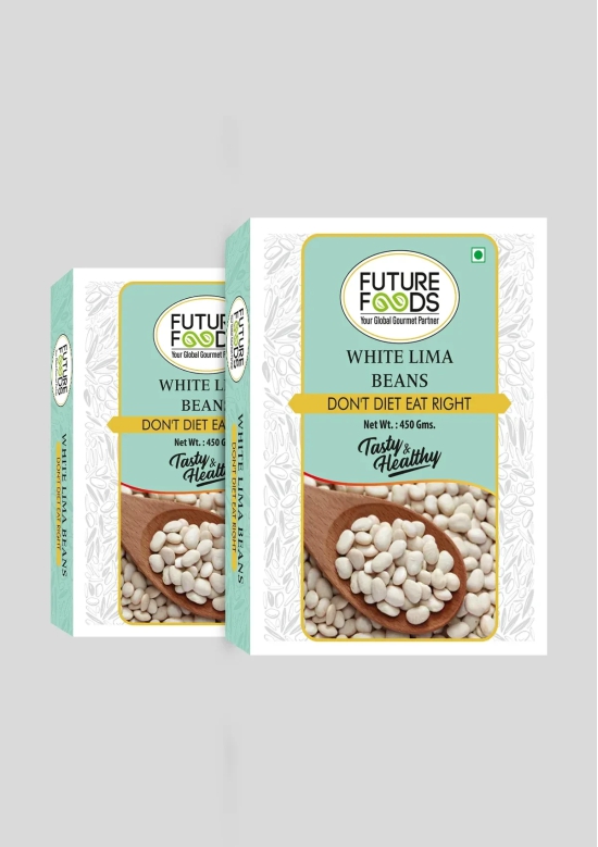 Future Foods White Lima Beans | Butter Beans | Versatile Superfood | Good Source of Dietary Fiber & Iron | Low Fat Content | Mild Flavour & Creamy Texture | 450g (Pack of 2)