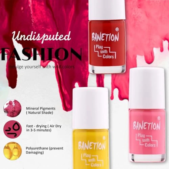 BANETION Zen-g New generation Makeup - Mini Nail Kit - Bestie - 30ml (Set of 4) | Glossy Nail Polish Set | Long Lasting & High Gloss Effect | Chip Resistant Nail Paints | Cruelty-free & Vegan