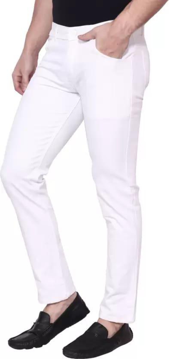 Men Regular Mid Rise White Jeans