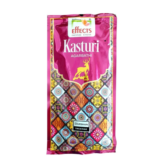 DARSHAN KASTURI INCENSE STICKS AGARBATTI ZIPPER POUCH PACK OF 6 (95GM)