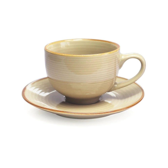 Treo Eclat 160 ML Cup and Saucer | 6 Cups and 6 Saucers | 3 Colours Earthern