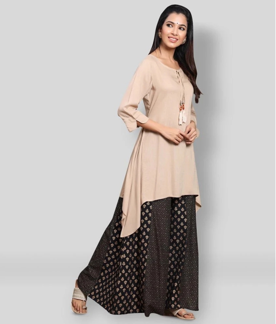 Juniper - Beige Rayon Womens Asymmetrical Kurti ( Pack of 1 ) - XS