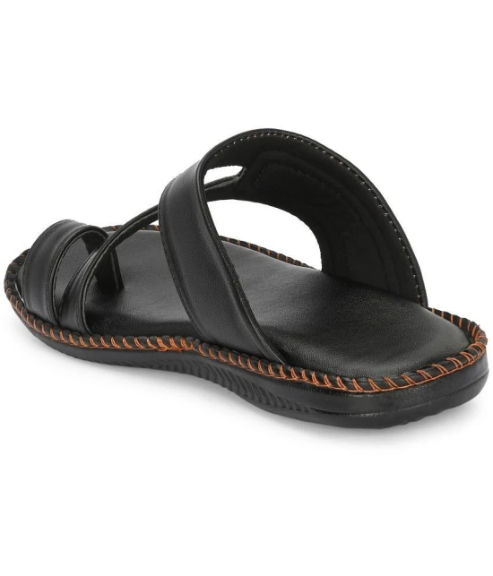 Leeport - Black Mens Leather Slipper - None