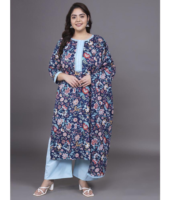 Tissu Cotton Printed Kurti With Palazzo Womens Stitched Salwar Suit - Multicolor ( Pack of 1 ) - None