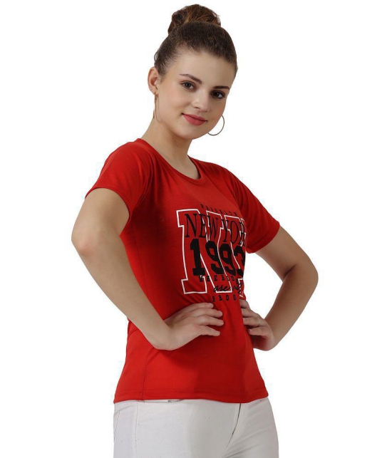 Affair - Red Cotton Blend Regular Women's T-Shirt ( Pack of 1 ) - None