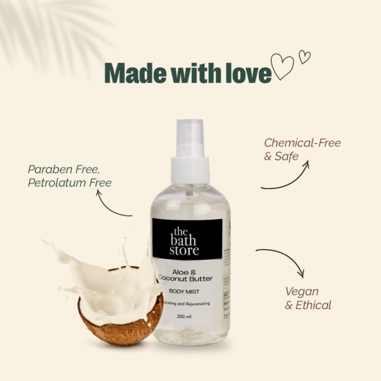 The Bath Store Aloe Butter  Coconut Butter Body Mist - Refreshing Fragrance Women and Men  Long-Lasting Scent - 200ml Pack of 10-The Bath Store Aloe Butter & Coconut Butter Body Mist - Refreshing