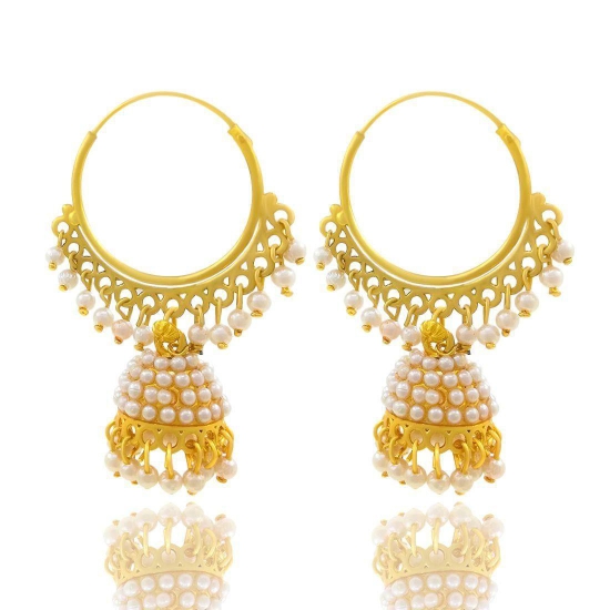Gold-Toned & Beaded Circular Hoop Earrings