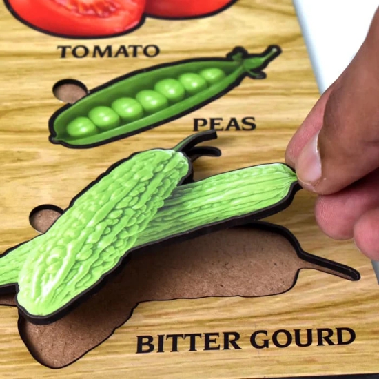 Wooden Vegetable Puzzle Board for Kids