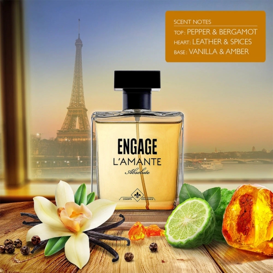 Engage Lamante Absolute Eau De Parfum Perfume for Men 100ml  Spicy Long Lasting  Premium  Skin Friendly-Engage Lamante Absolute Eau De Parfum, Perfume for Men, 100ml , Spicy, Long Lasting & Prem