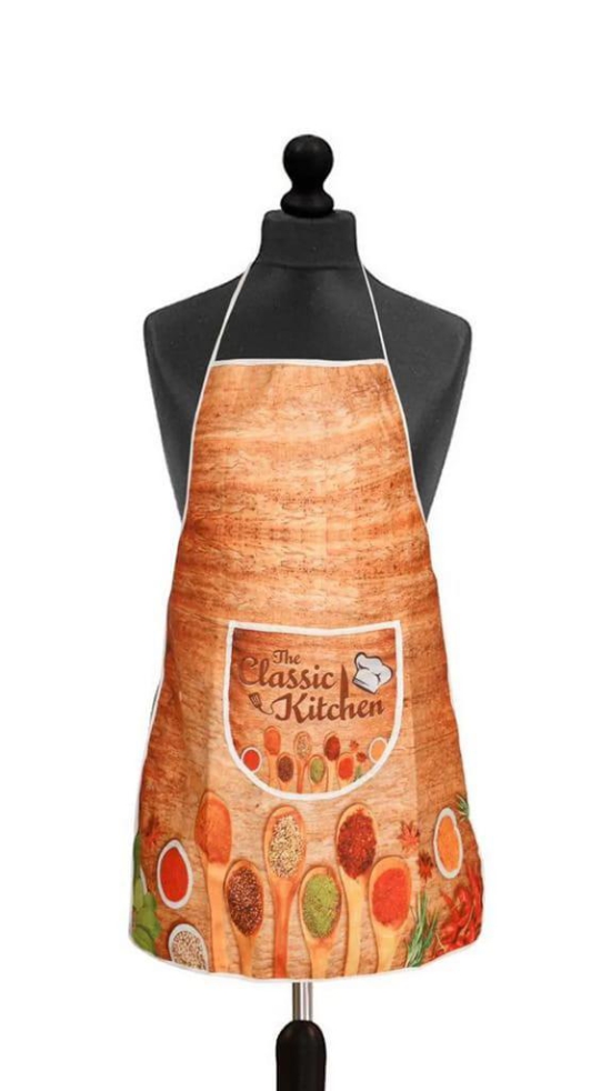 Digital printed Kitchen Apron, velvet, spices, brown