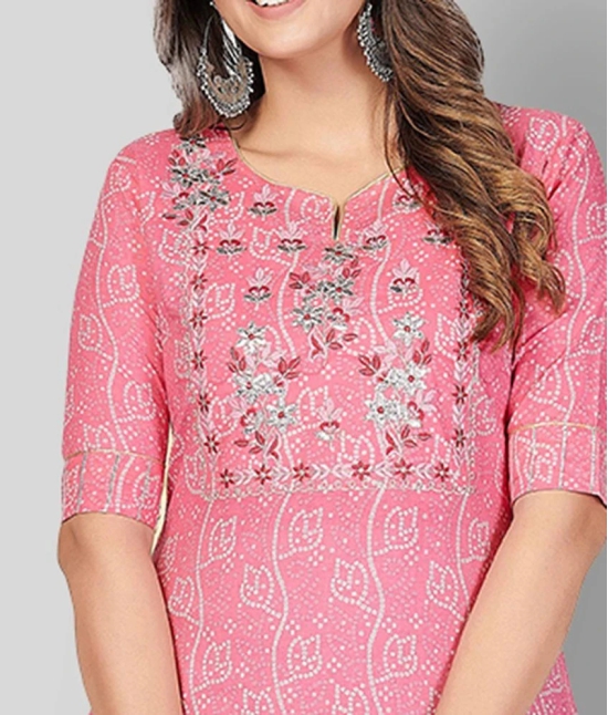 Vbuyz - Pink Cotton Womens Straight Kurti ( Pack of 1 ) - L