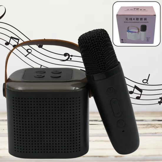 Wireless Speaker Microphone Set, RGB Light Support Memory Card PortableKaraoke Machine Perfect for Travel TV