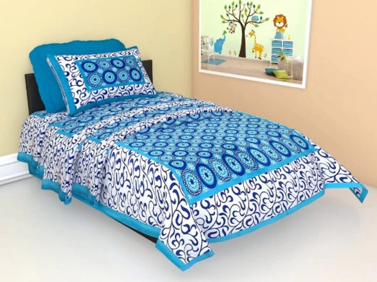 Cotton Single Bedsheet-Blue