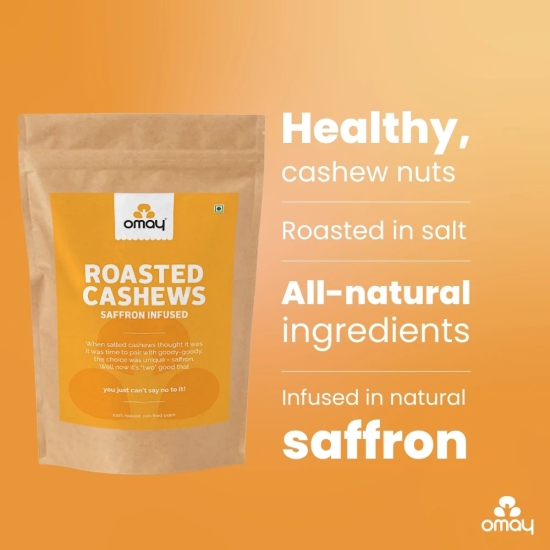 Omay Foods Roasted Cashews - Saffron Infused, 400 gm Pouch