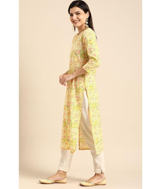 Rajnandini - Yellow 100% Cotton Women's Straight Kurti ( Pack of 1 ) - None