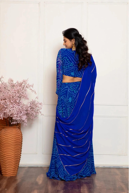 Blue Bandhani Lehenga Set-XS