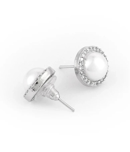 gilher White Stud Earrings ( Pack of 1 ) - White