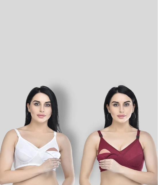 Desiprime - Multicolor 100% Cotton Solid Womens Maternity Bra ( Pack of 2 ) - 30B