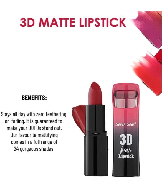 Seven Seas 3D Matte Lipstick | Long Lasting | Waterproof Matte Lipstick for Women(Claret)