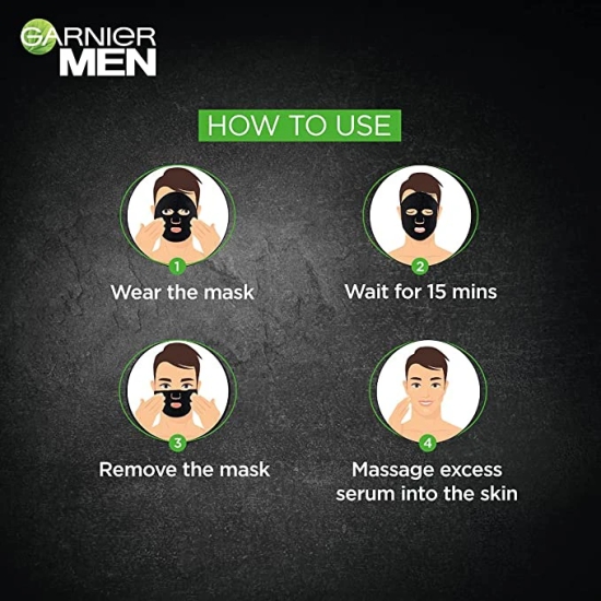 Garnier Men Men Powerwhite Xl Charcoal Mask 28 g Pack 2