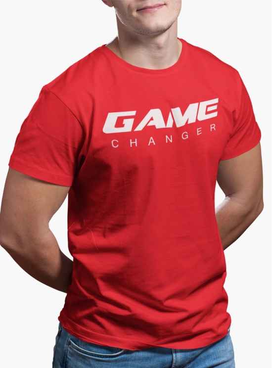 Mens Round Neck GAME CHANGER T-Shirt-Red / L