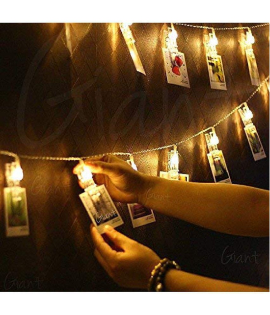 Party Propz 20 Photo Clip Fairy String Lights for Outdoor,Indoor, Anniversary, Birthday ,Diwali, Christmas Decoration,Valentine Gifts Girlfriend Or Boyfriend, Bedroom, Home Photos Light Deco