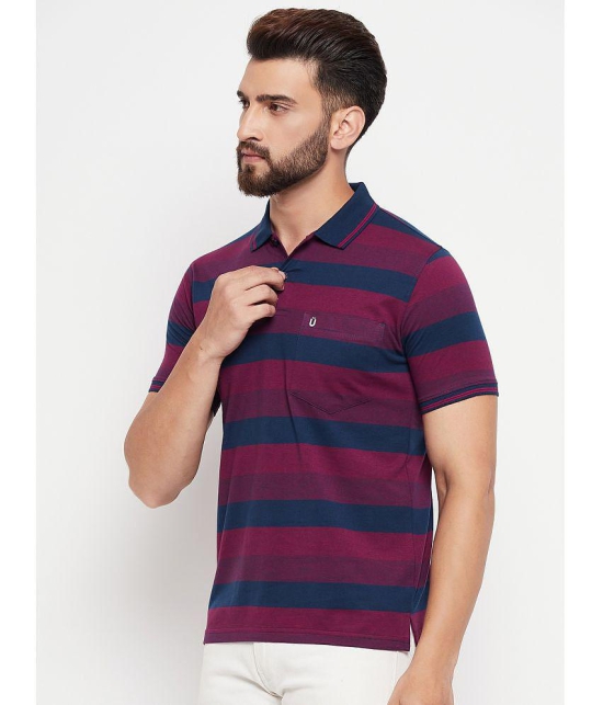 UNIBERRY Cotton Blend Regular Fit Striped Half Sleeves Mens Polo T Shirt - Navy Blue ( Pack of 2 ) - None