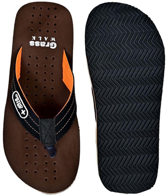 GRASS WALK - Brown Mens Thong Flip Flop - None