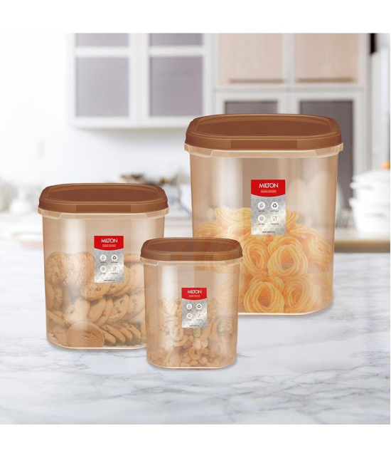 Milton Quadra Storage Container, Set of 3, 6000 ml, 8000 ml, 12000 ml, Brown - Brown