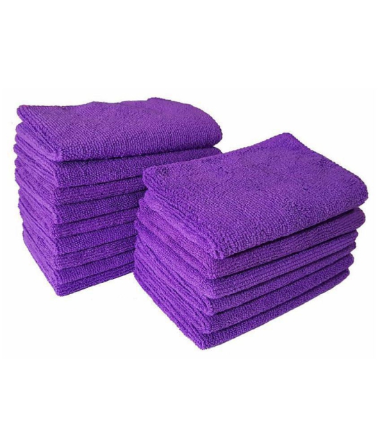 SOFTSPUN Microfiber Cloth -15 pcs - Small - 20x30 cms - 340 GSM Purple - Thick Lint & Streak-Free Multipurpose Cloths -Automotive Microfibre Towels for Car Bike Cleaning Polishing Washing & 