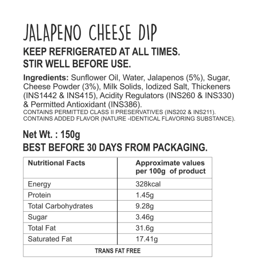 Wingreens Jalapeno Cheese Dip, 125 Gm