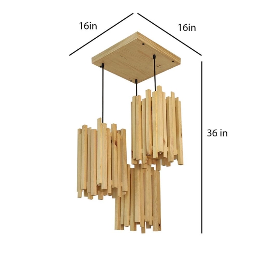 Palisade Beige Wooden Cluster Hanging Lamp-Beige