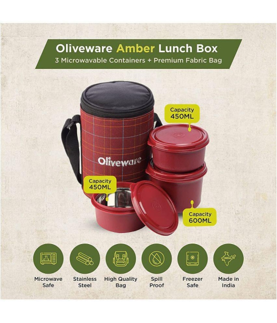 Oliveware Stainless Steel Lunch Box 3 - Container ( Pack of 1 )