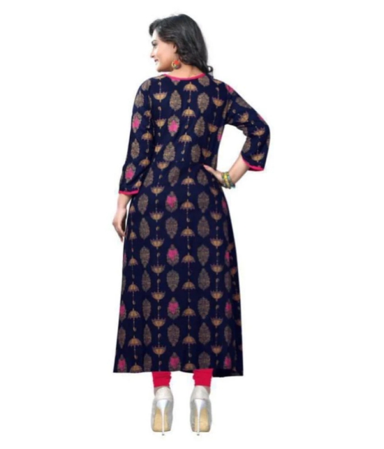 Vbuyz - Navy Rayon Womens Front Slit Kurti ( Pack of 1 ) - None