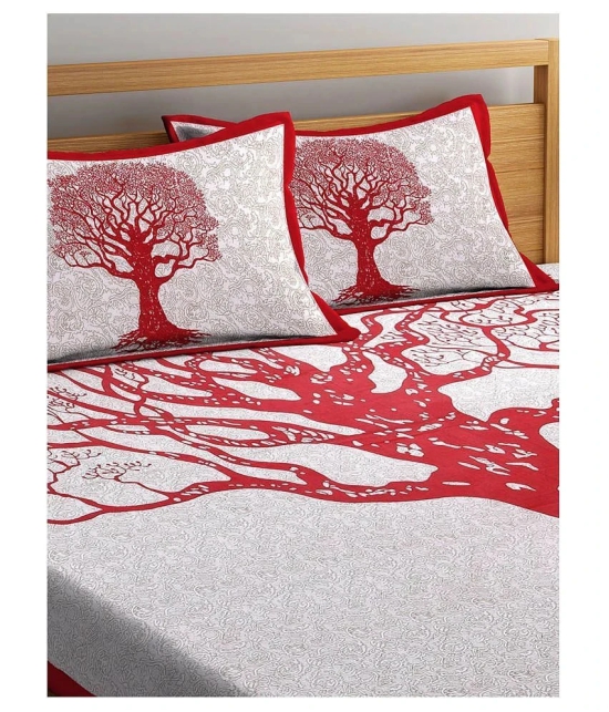 Uniqchoice Cotton Double Bedsheet with 2 Pillow Covers ( 240 cm x 215 cm ) - Red