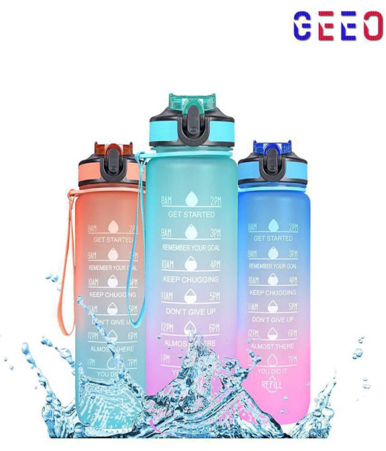 GEEO Motivational Water Bottle Multicolour Water Bottle 1000 mL ( ) - Multicolour