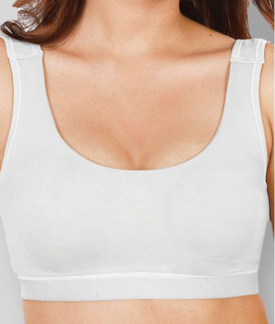 Dermawear White Poly Cotton Solid Sports Bra - XL