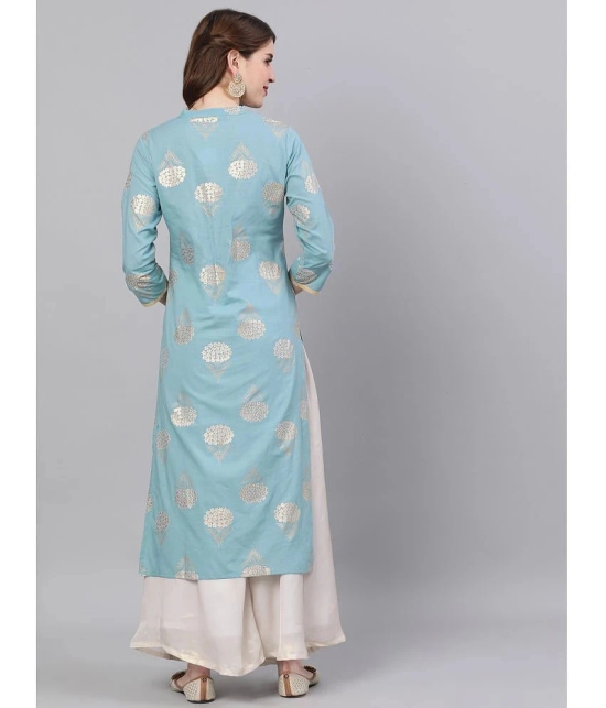 Antaran Cotton Solid Straight Womens Kurti - Blue ( Pack of 1 ) - None