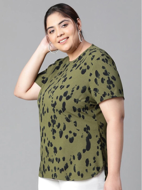 Oxolloxo Plus Size Animal Printed Top