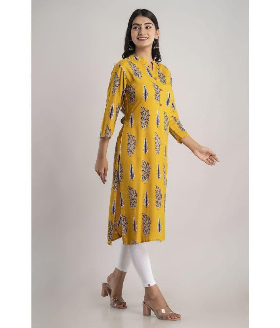 MAUKA - Yellow Rayon Womens Straight Kurti ( Pack of 1 ) - None