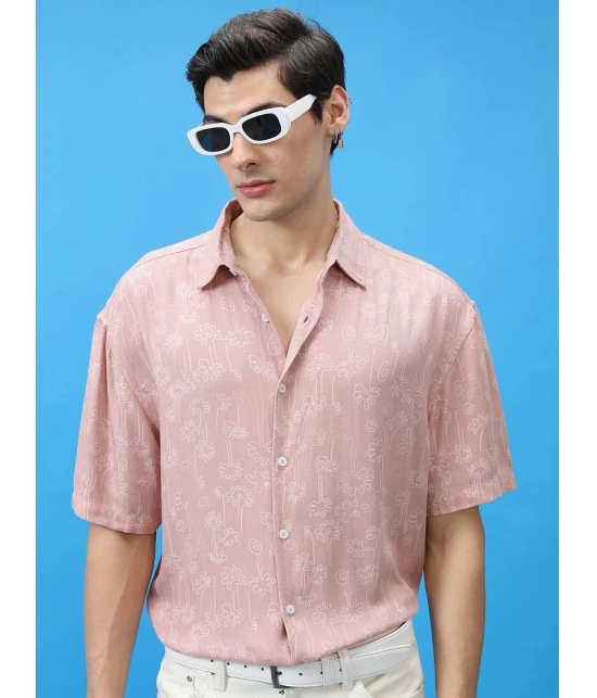 Ketch Viscose Slim Fit Printed Half Sleeves Mens Casual Shirt - Pink ( Pack of 1 ) - None