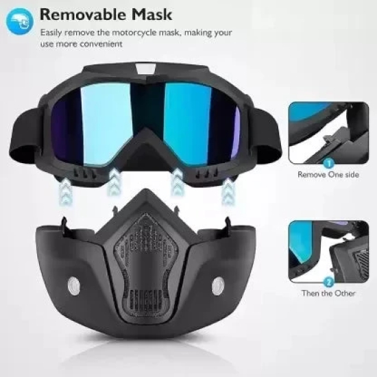 Anti-Scratch UV Protective Windproof Motorcycle Mask with Open Face & Eyewear Shield