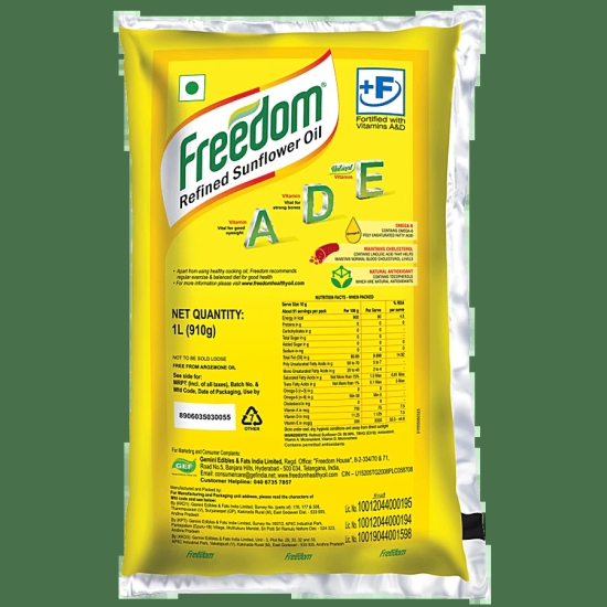 Freedom Ref Sunflower Oil, 1 Ltr