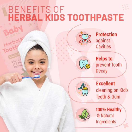 BabyOrgano Kid's Toothpaste | Includes Triphala, Khadir and Other Herbs | Best Toothpaste for Kids | 100% Ayurvedic