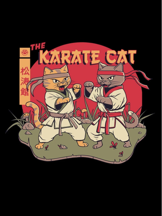 The Karate Cat Tshirt-Large / Black