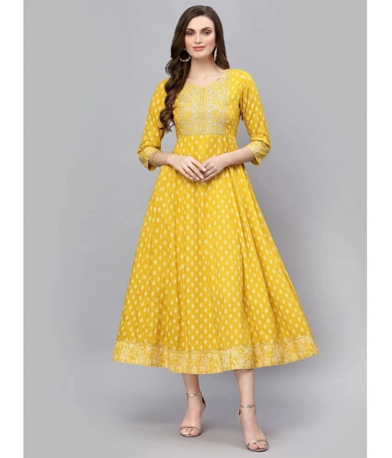 Stylum - Mustard Rayon Womens Flared Kurti ( Pack of 1 ) - None