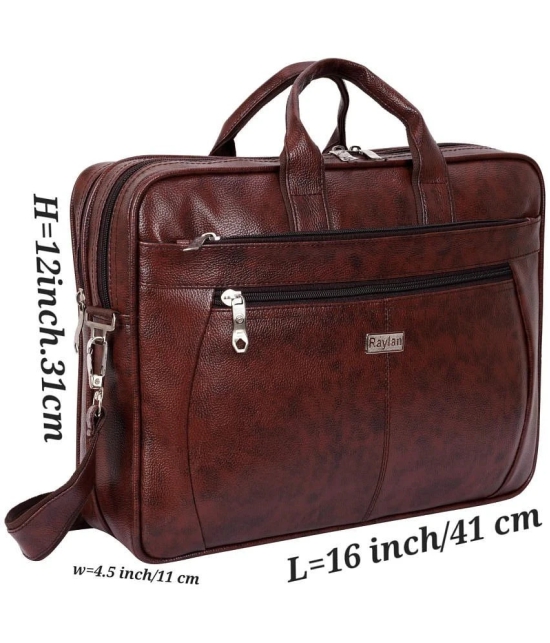 Raylan Brown Leather Office Bag - Brown